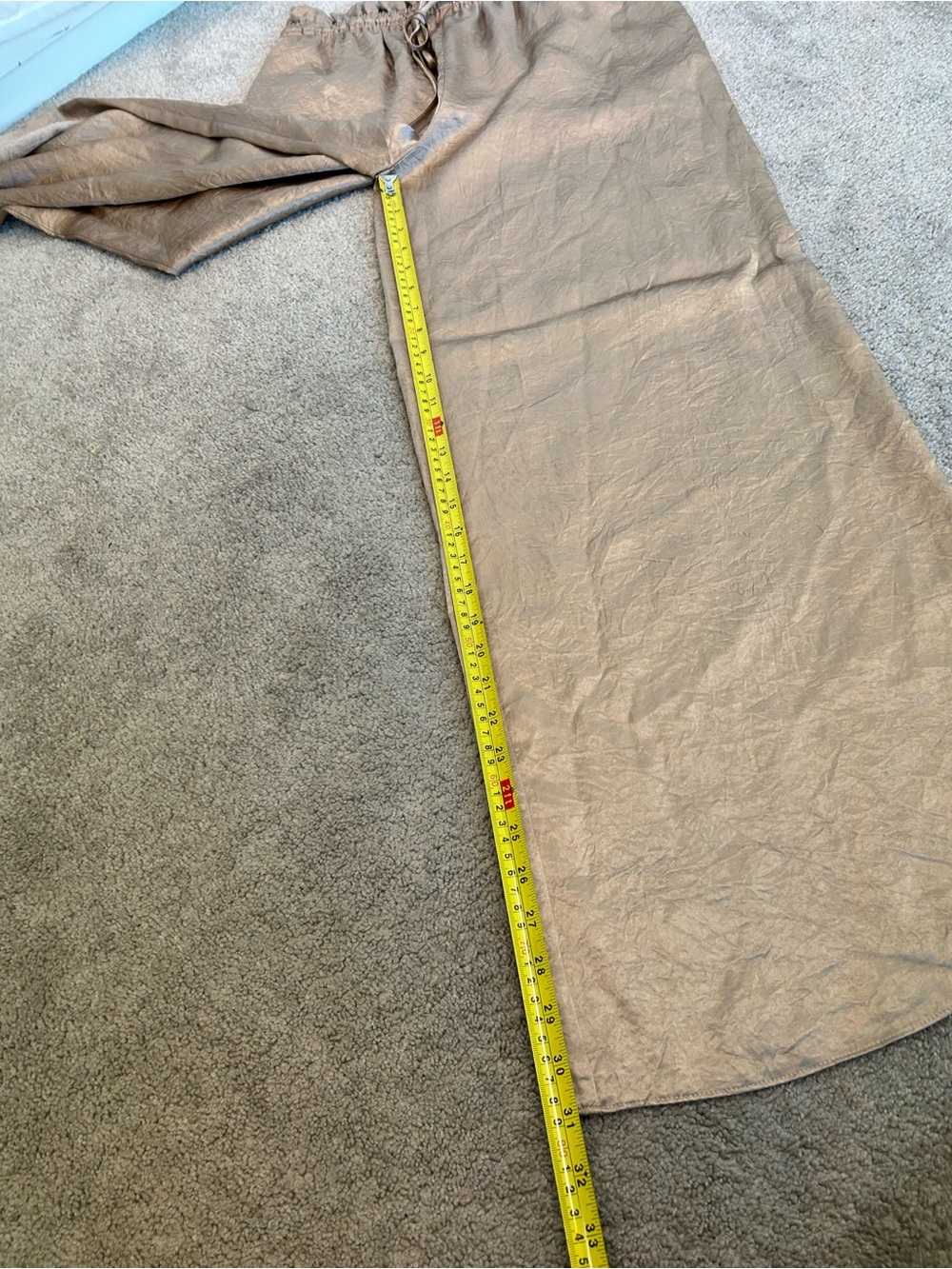 Zara ZW Collection Gold Satin Wide Leg Pants Metallic High Rise Drawstring M NWT - Picture 11 of 17